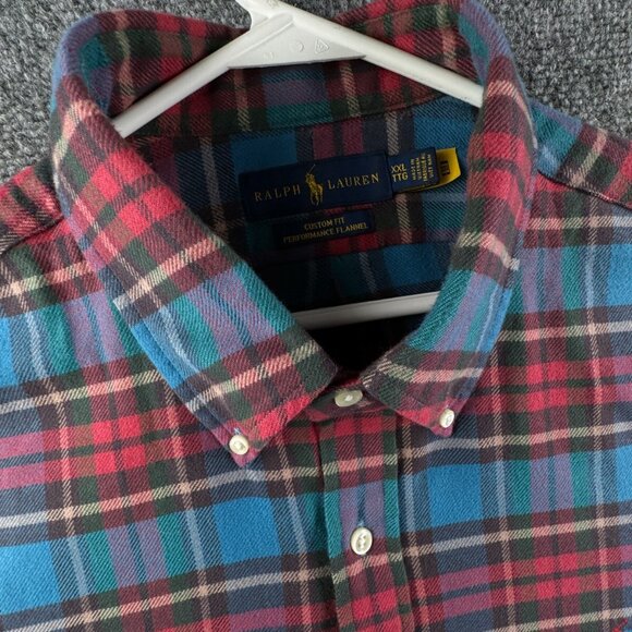 Ralph Lauren Performance Flannel Button Up Shirt Men Long Sleeve Red Plaid 2XL - Picture 7 of 12